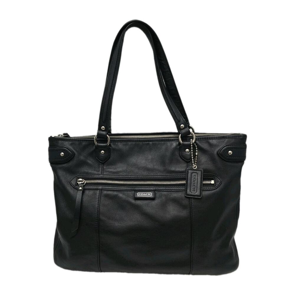 Coach Daisy Emma Black Leather Tote Bag Shoulder Purse F23973 Silver Hardware